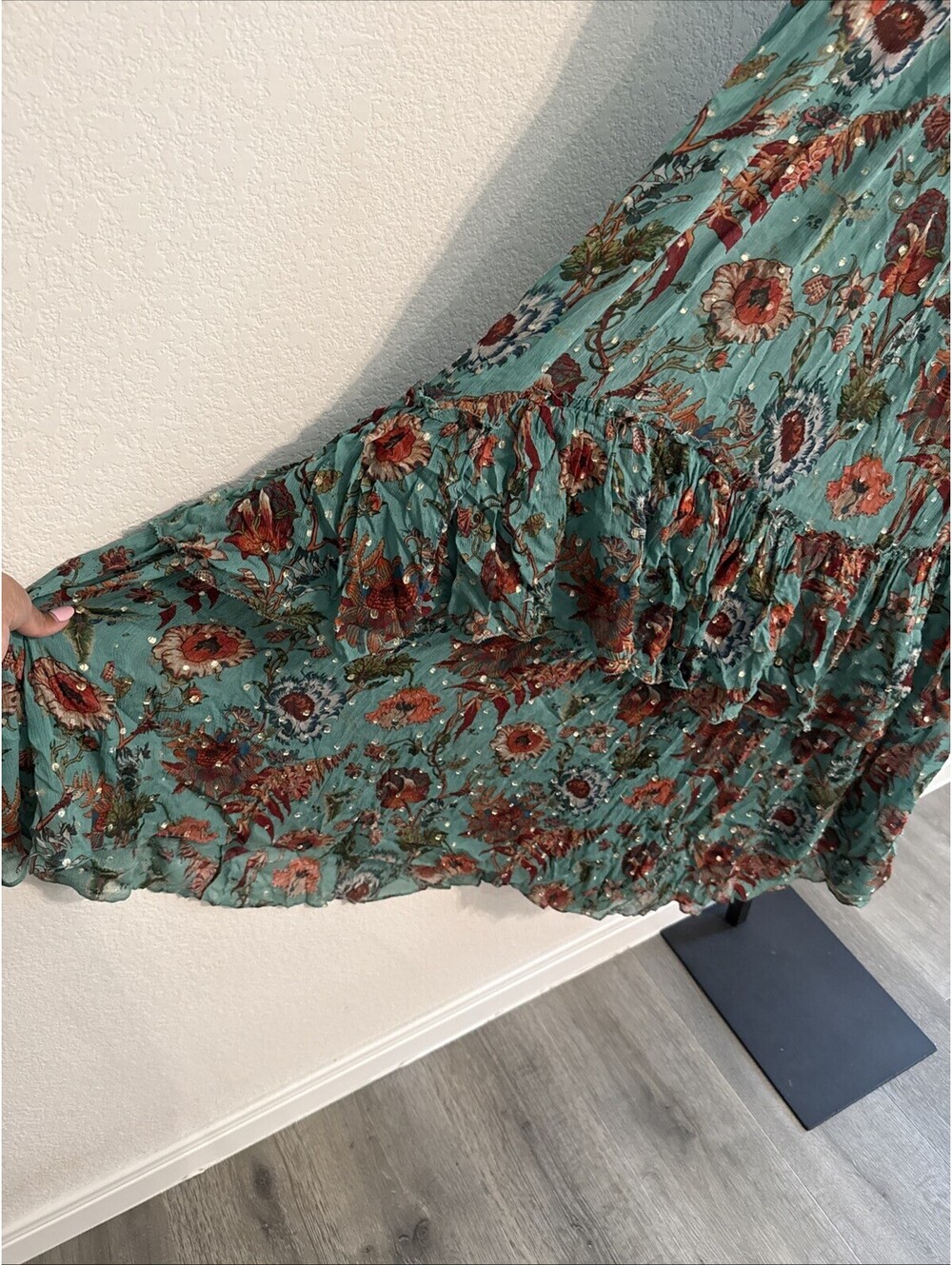 $1200 ULLA JOHNSON Colette Tiered Spaghetti Strap Maxi Dress Gown - SZ 2 (FLAW) - Picture 11 of 15